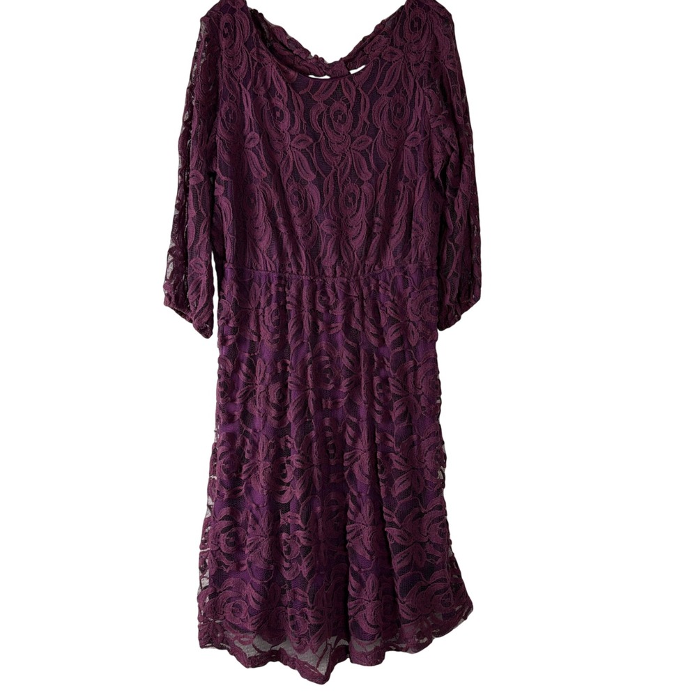 Women's Lace Fit-and-Flare Dress in Deep Plum